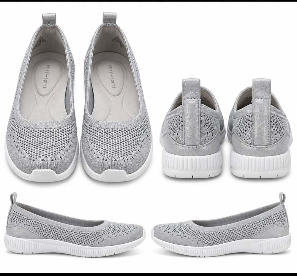 Women's Glitz Walking Shoes - Silver Knit